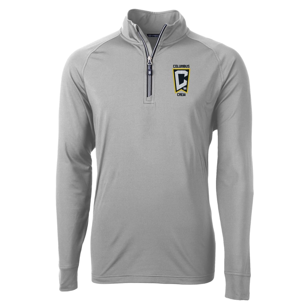  Columbus Crew Cutter & Buck Adapt Eco Knit Stretch Recycled Raglan Quarter-Zip Pullover Top - Gray